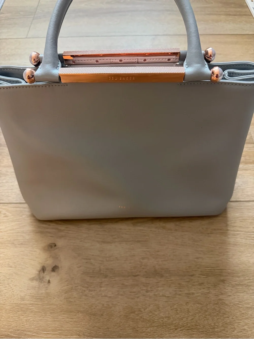 Ted Baker Light Gray Tote with Rose Gold Hardware